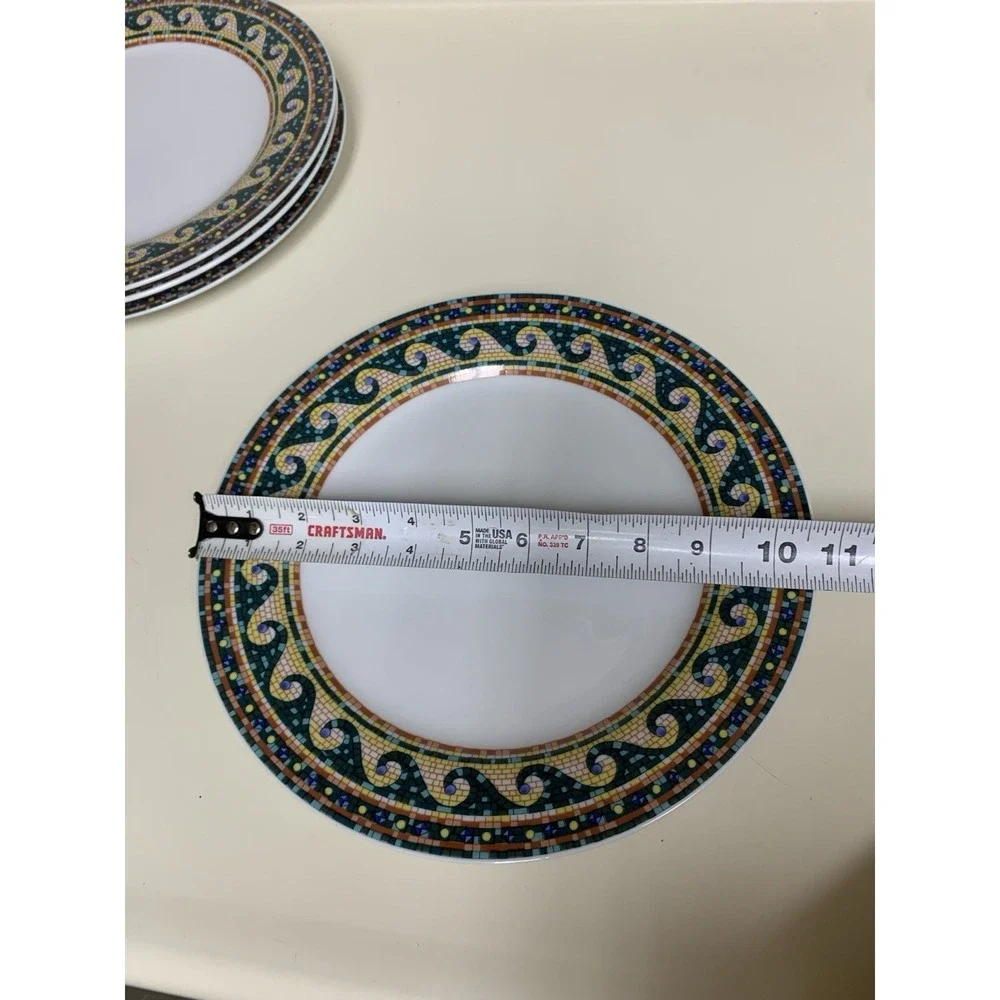 Mosaic by Gabbay GBB13 Dinner Plates  Set Of 4 Geometric Scroll Wave
